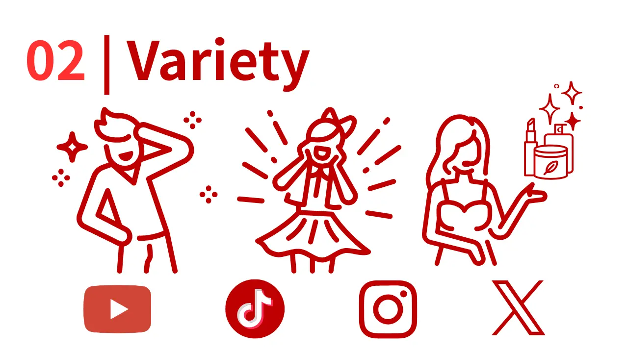 SNSガイドラインに沿った多彩なインフルエンサーのキャスティングをイメージした画像